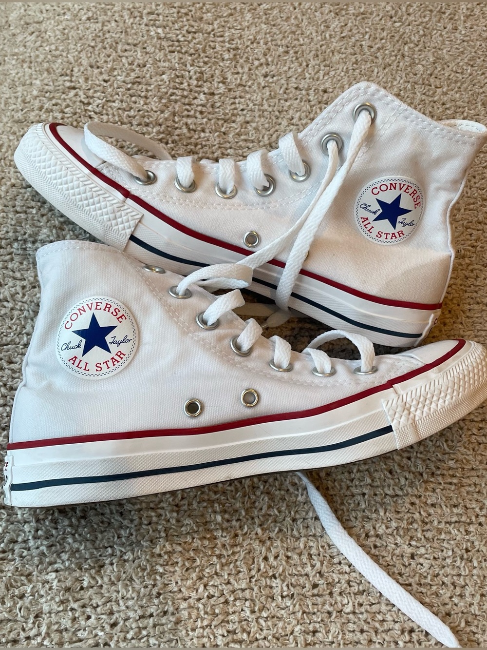 Converse White High Top Sneakers - size women’s 6